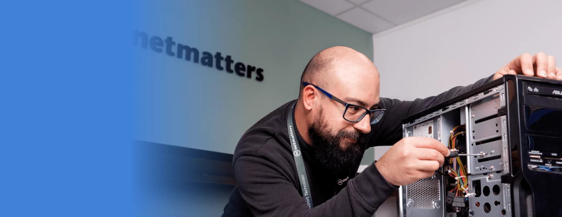 IT engineer providing support in server room
